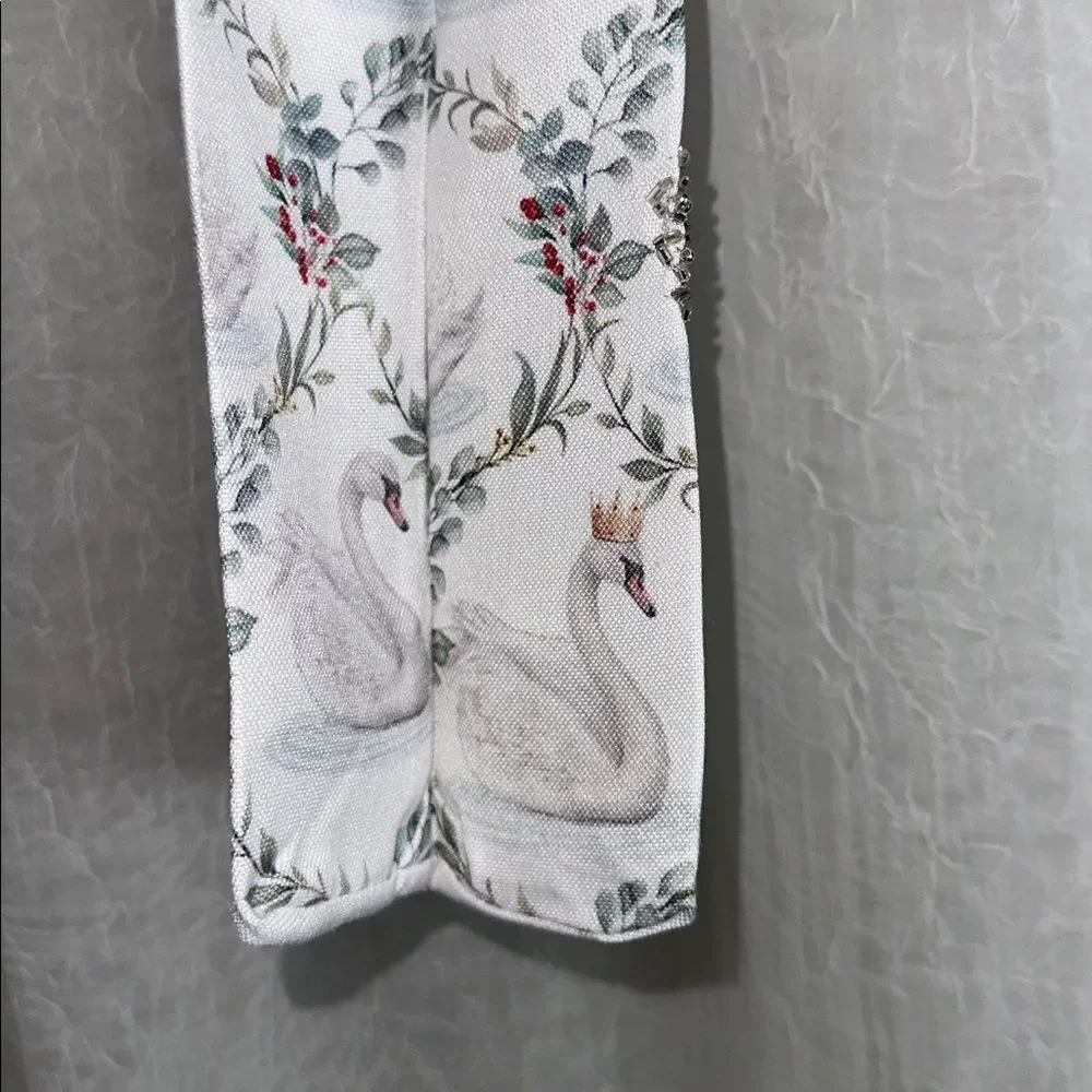 Sincerely Santa White Green Red Christmas Swans Canvas Wine Gift Bag